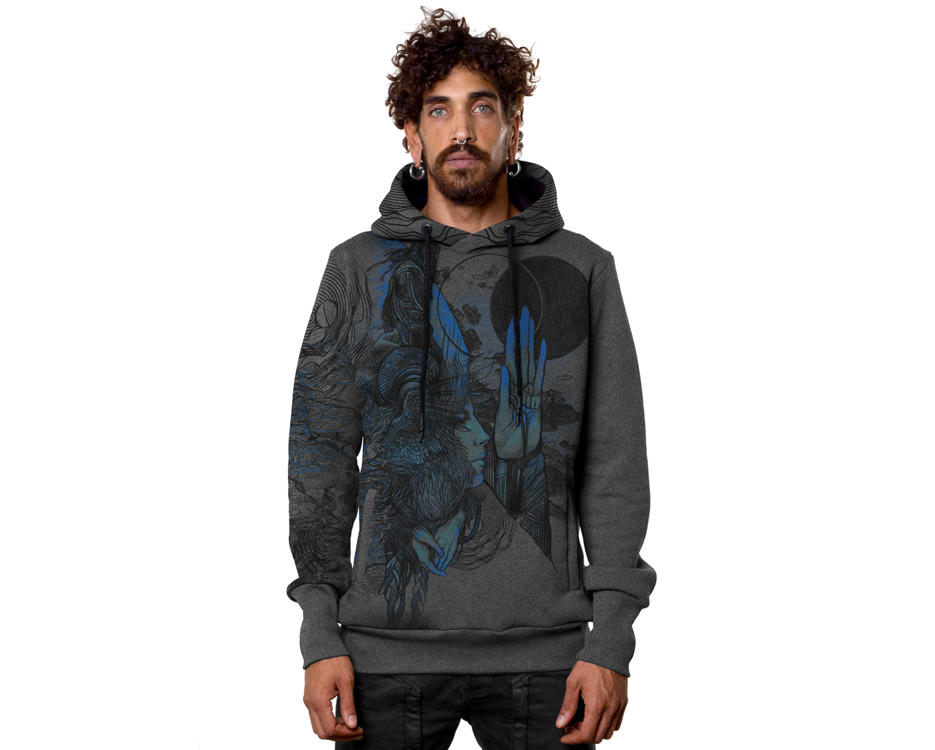 grey tribal psychedelic hoodie 